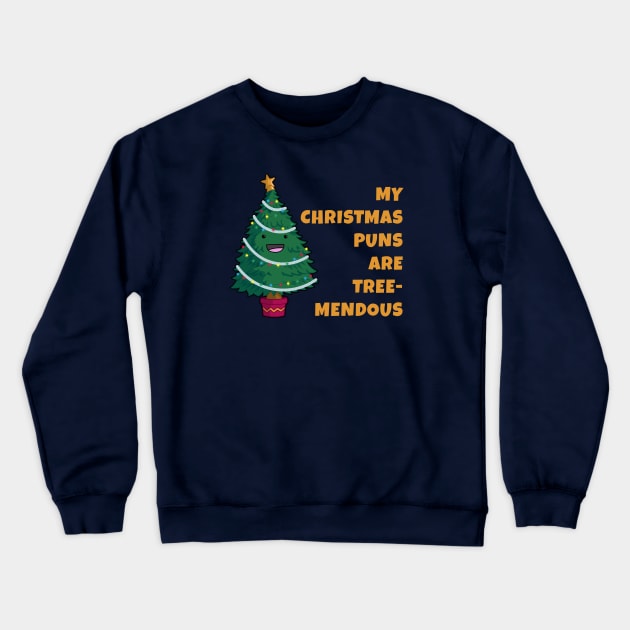 Tree-Mendous Christmas Pun Crewneck Sweatshirt by Phil Tessier